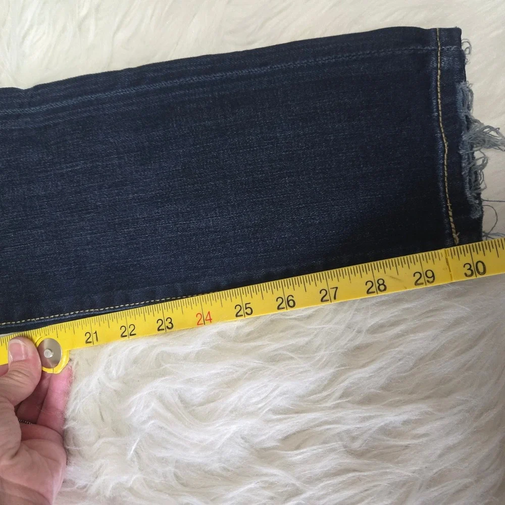 BKE Stella Skinny Jeans Dark Wash Raw Hem Frayed Denim 26R Womens 26 x 31.5
